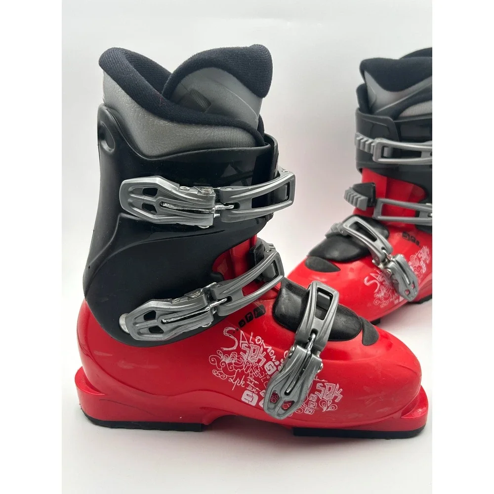 Salomon Kaid T3 Ski Boots Red Black Womens 5.5 Youth 23 Mondo 276mm